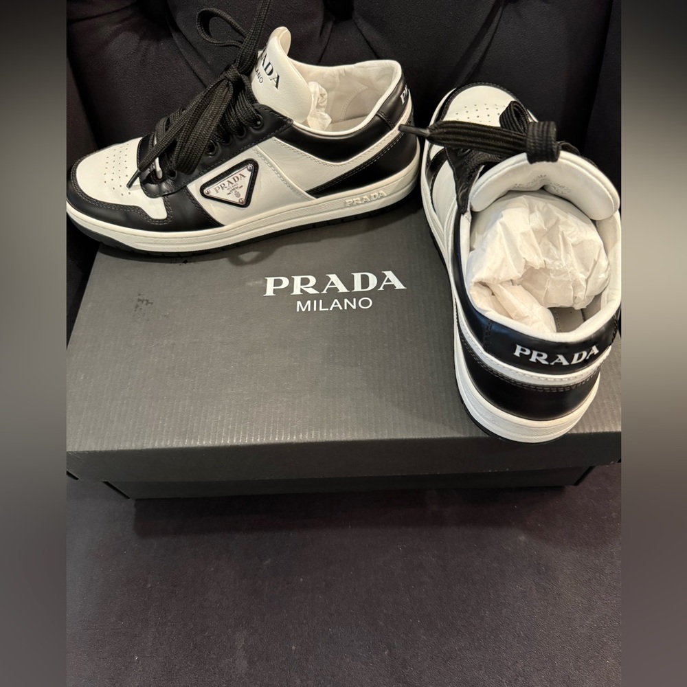Prada Downtown Black and White Sneakers